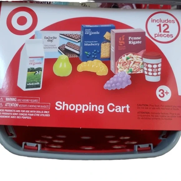 Target Toy Shopping Cart Red Kids Toddler 12 Piece Set - Picture 2 of 9